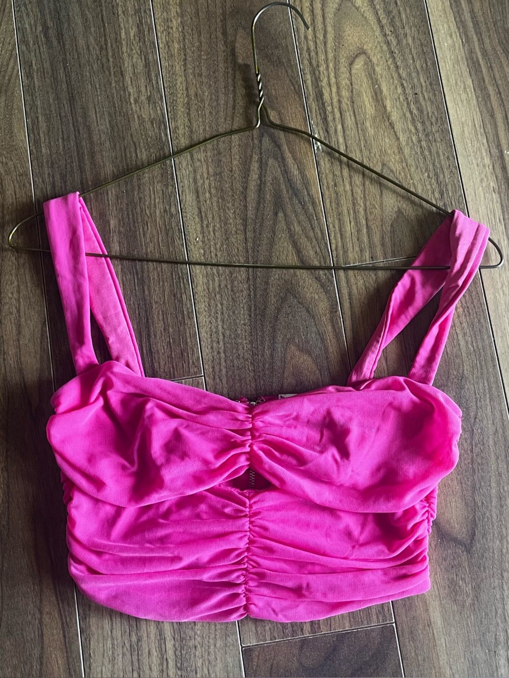 Ruched Hot Pink Cropped going out top